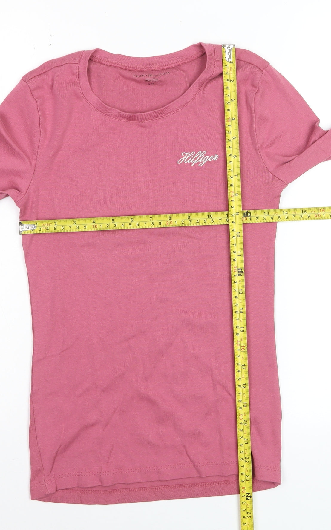 Tommy Hilfiger Women's Pink Long Sleeve Cotton Crew Neck T-Shirt Size S
