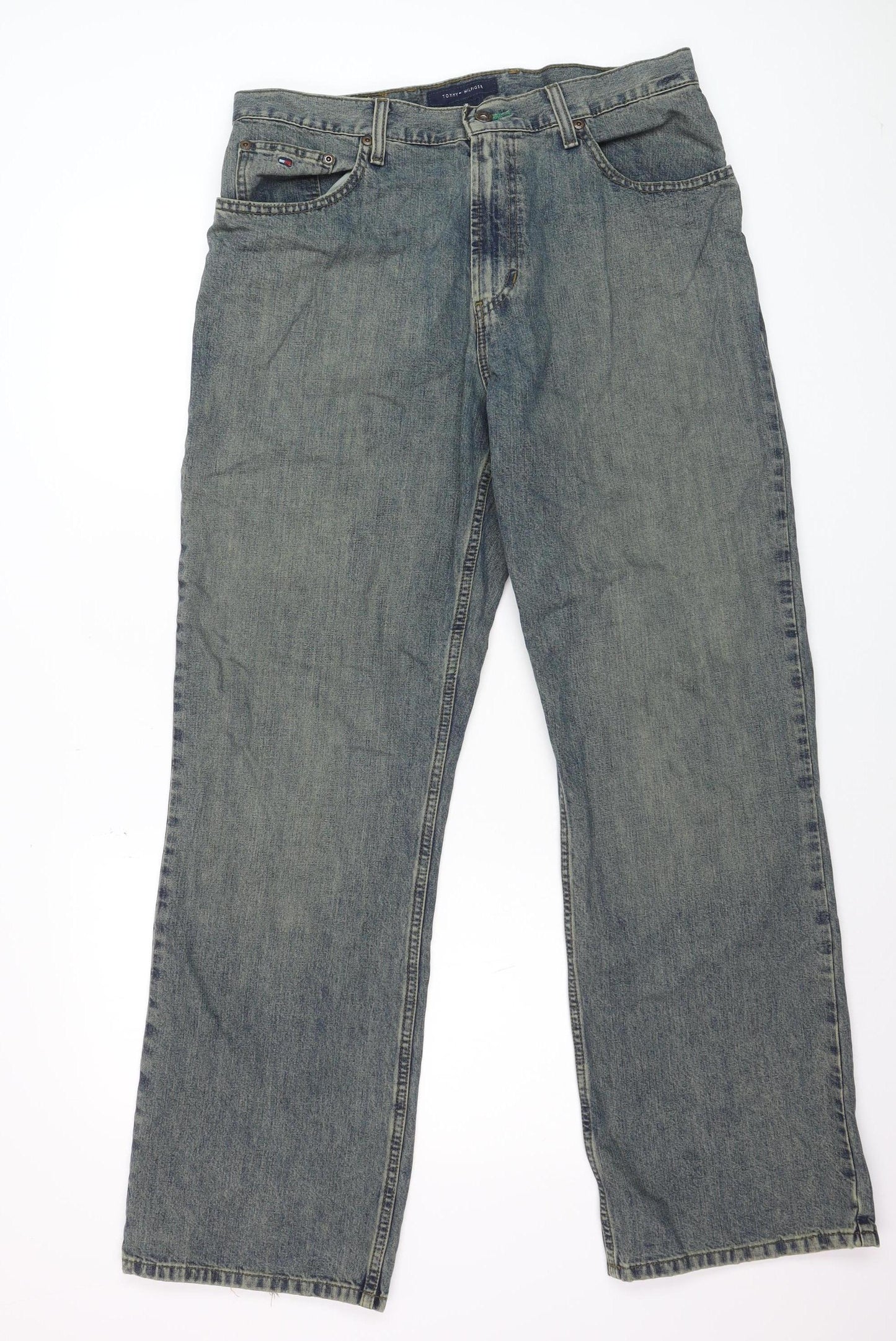 Tommy Hilfiger Men’s Blue Denim Loose Fit Straight Jeans 33x32