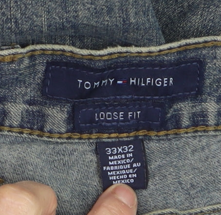 Tommy Hilfiger Men’s Blue Denim Loose Fit Straight Jeans 33x32