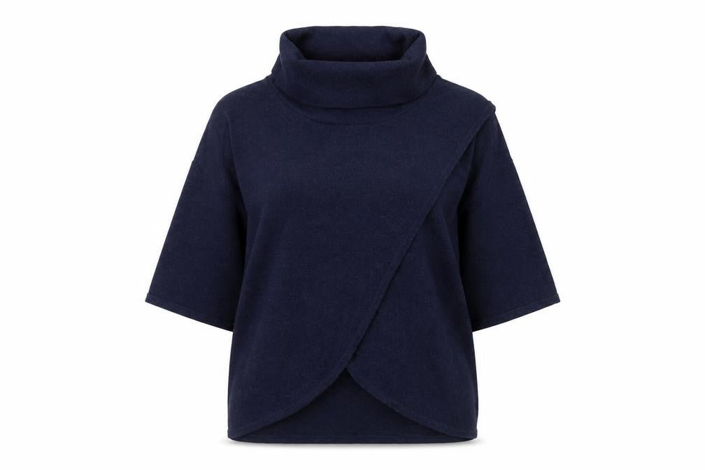 Marble Women’s Blue Cotton Roll Neck 3/4 Sleeve Pullover Jumper XS