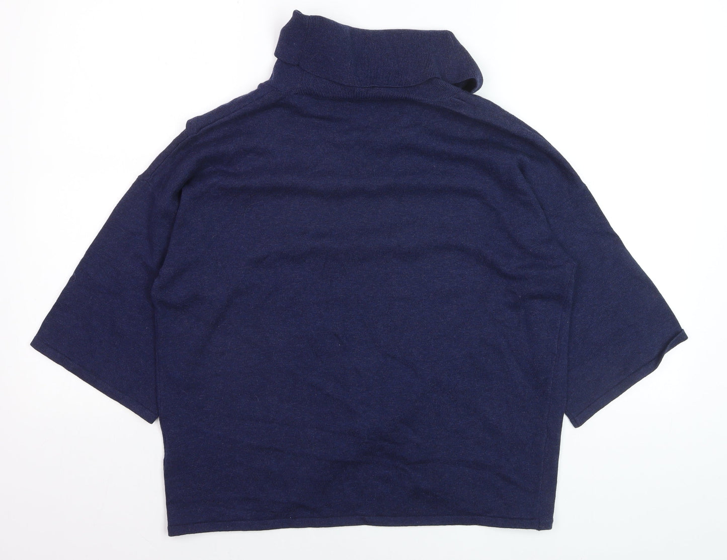 Marble Women’s Blue Cotton Roll Neck 3/4 Sleeve Pullover Jumper XS