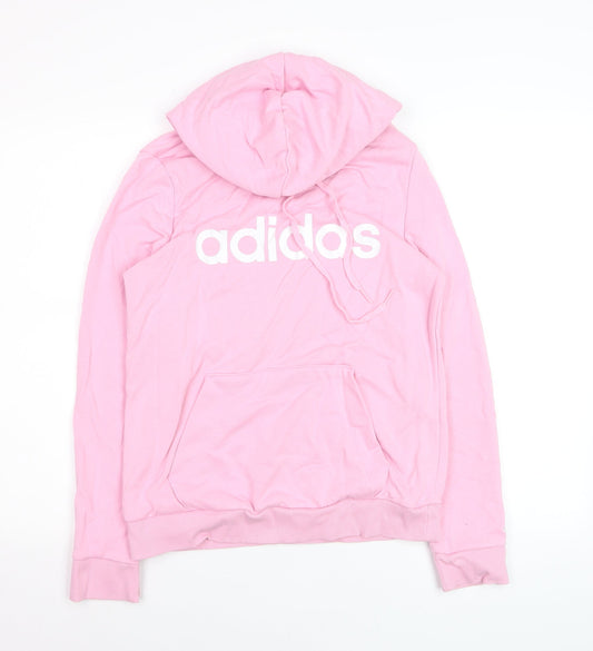 Adidas Women's Pink Pullover Hoodie Small Logo Cotton Blend