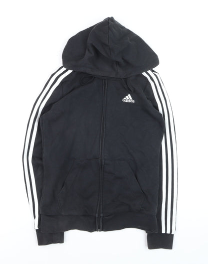 Additional front view of Adidas boys’ black hooded full zip track jacket 8-10 years