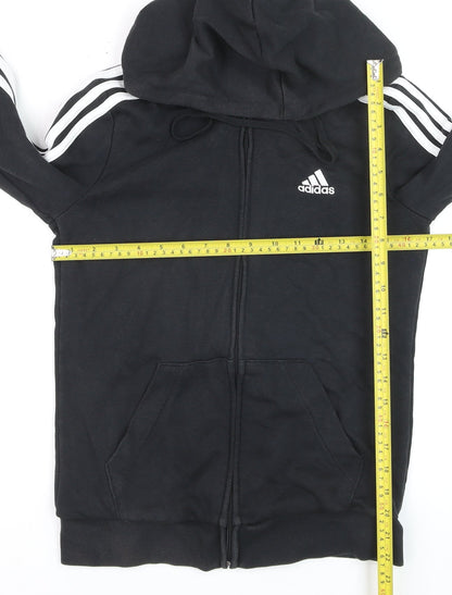 Back view of Adidas boys’ black hooded full zip track jacket 8-10 years