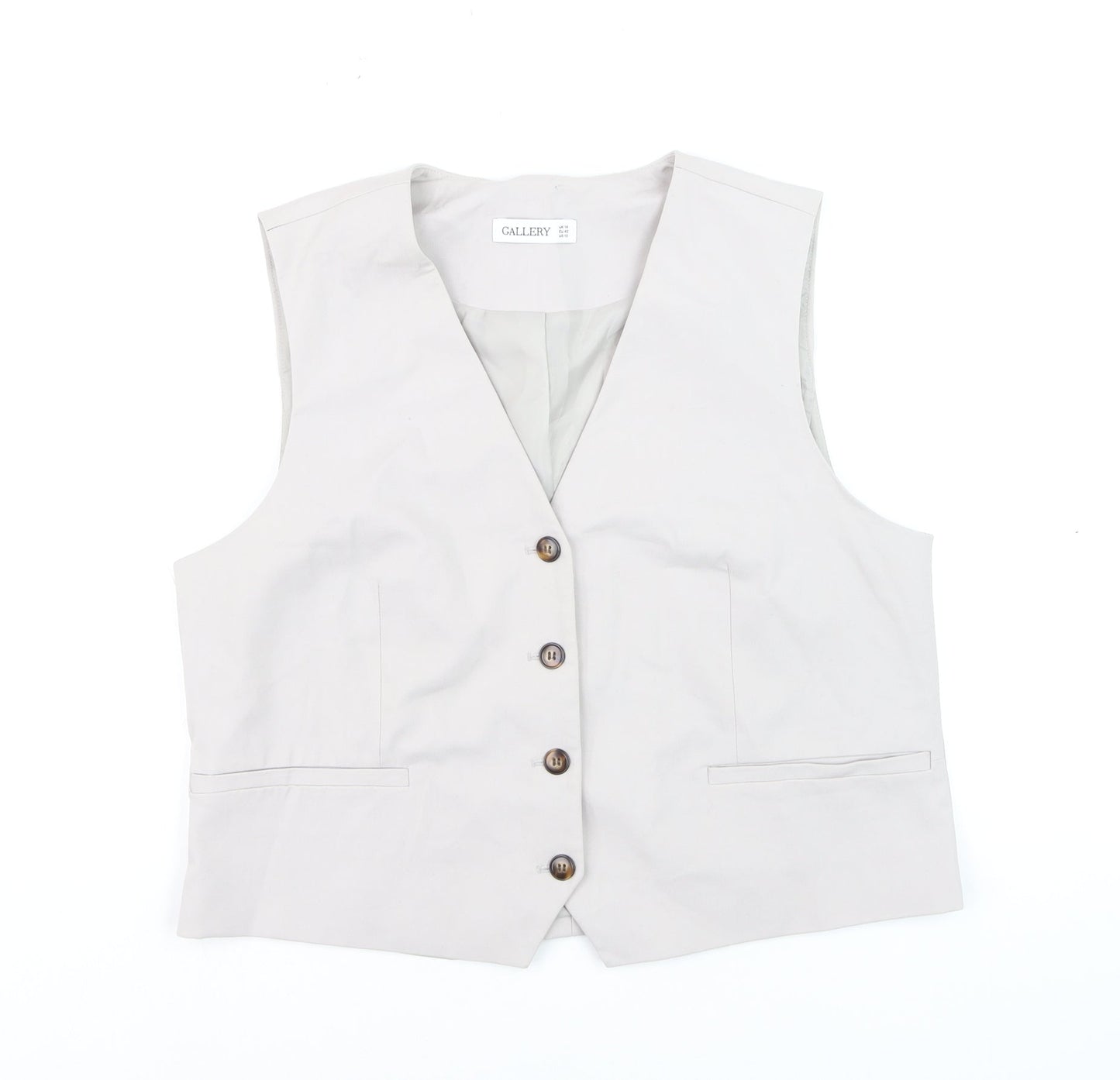 Gallery Womens Beige Suit Waistcoat UK 14 Classic Lined Vest