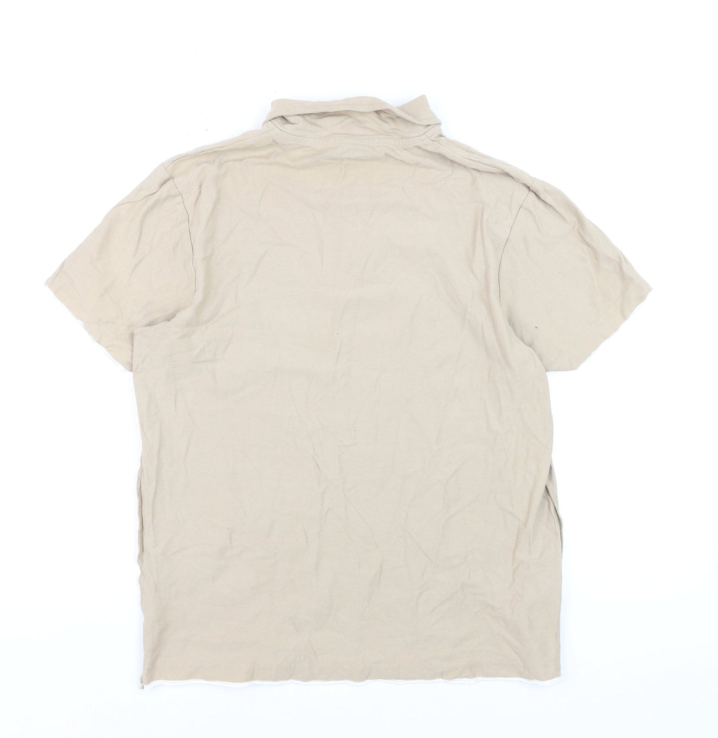 Debenhams Men's Beige Short Sleeve Polo Shirt Medium 100% Cotton
