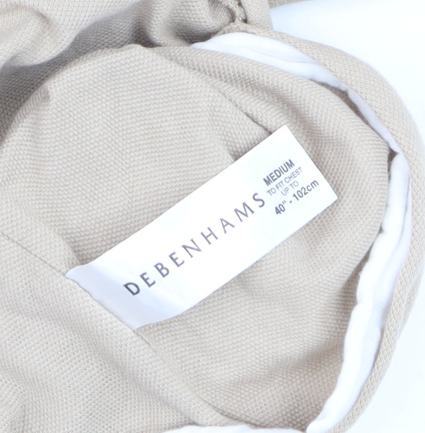 Debenhams Men's Beige Short Sleeve Polo Shirt Medium 100% Cotton