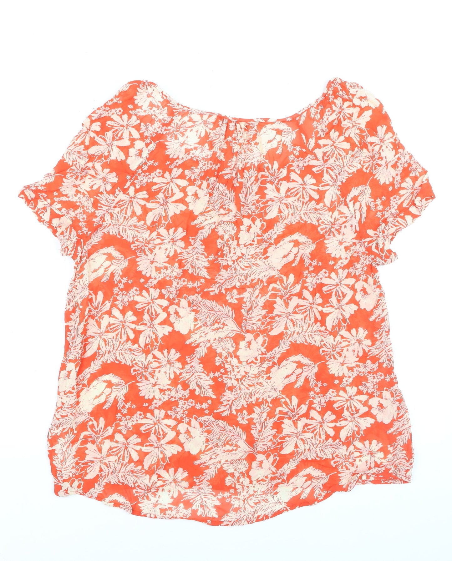 Monsoon Womens Orange Floral Short Sleeve Blouse UK 14