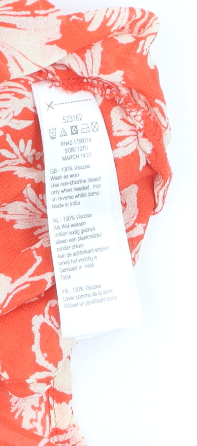 Monsoon Womens Orange Floral Short Sleeve Blouse UK 14