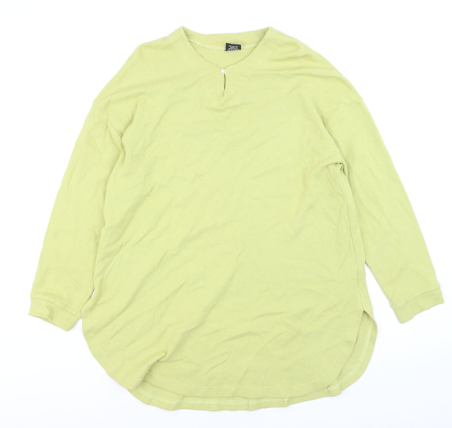 Ladybird Women's Green 2XL Waffle-Knit Cotton Henley Jumper