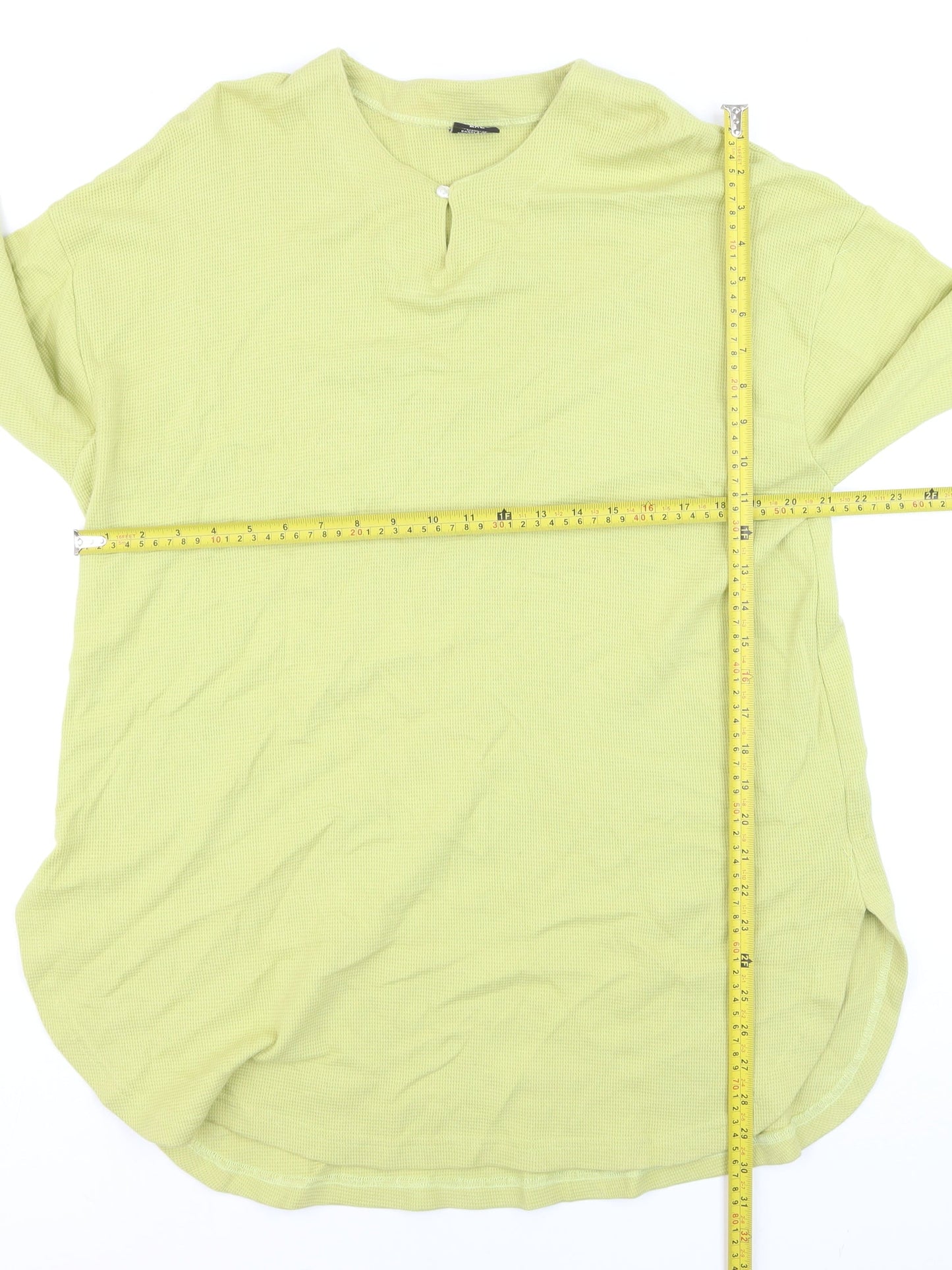 Ladybird Women's Green 2XL Waffle-Knit Cotton Henley Jumper