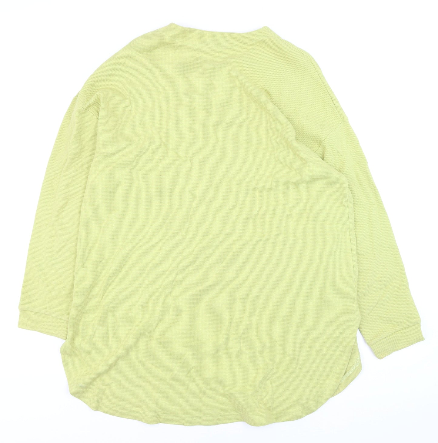 Ladybird Women's Green 2XL Waffle-Knit Cotton Henley Jumper