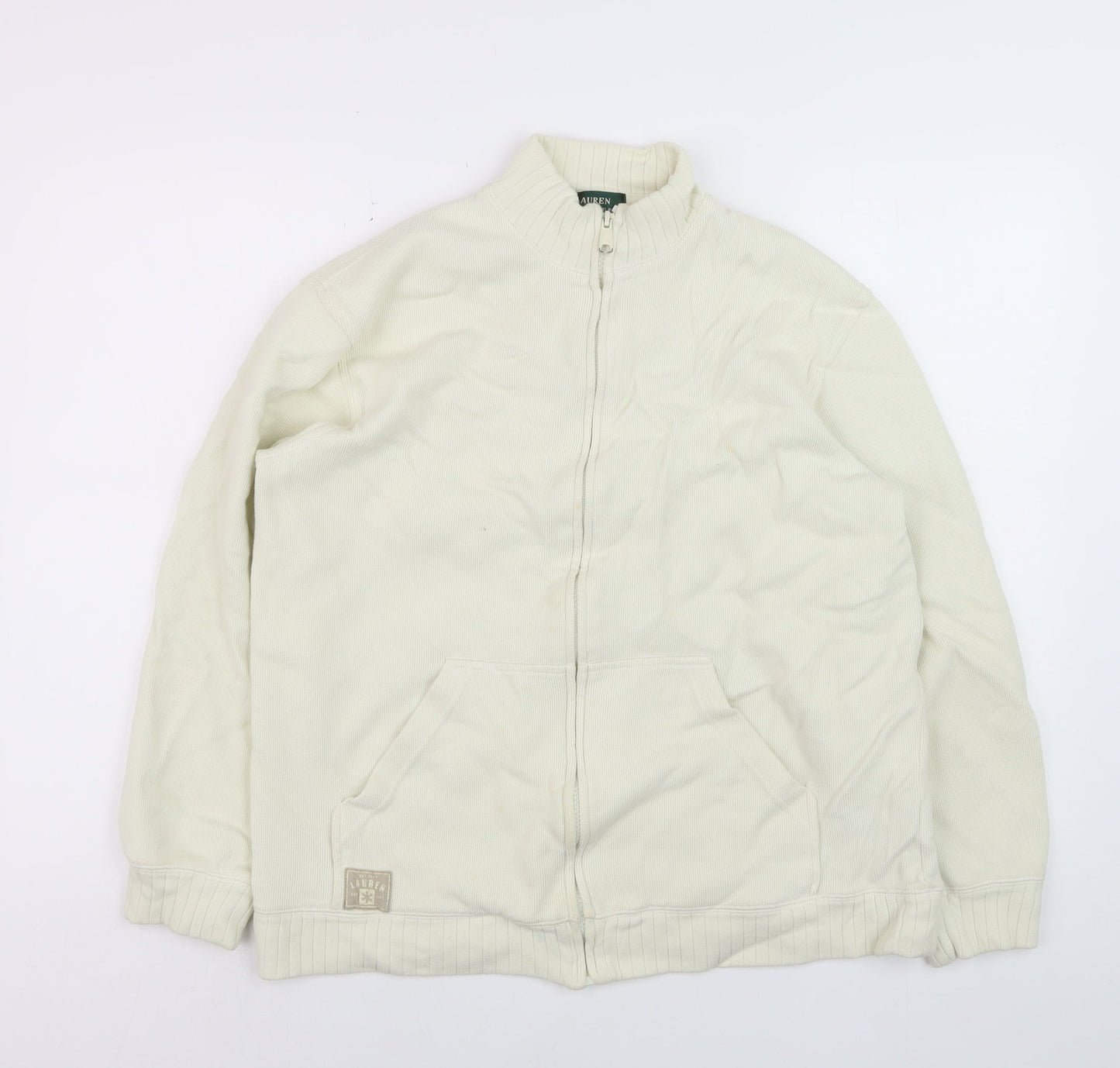 Ralph Lauren Men's Ivory Cotton Full Zip Basic Jacket Size L