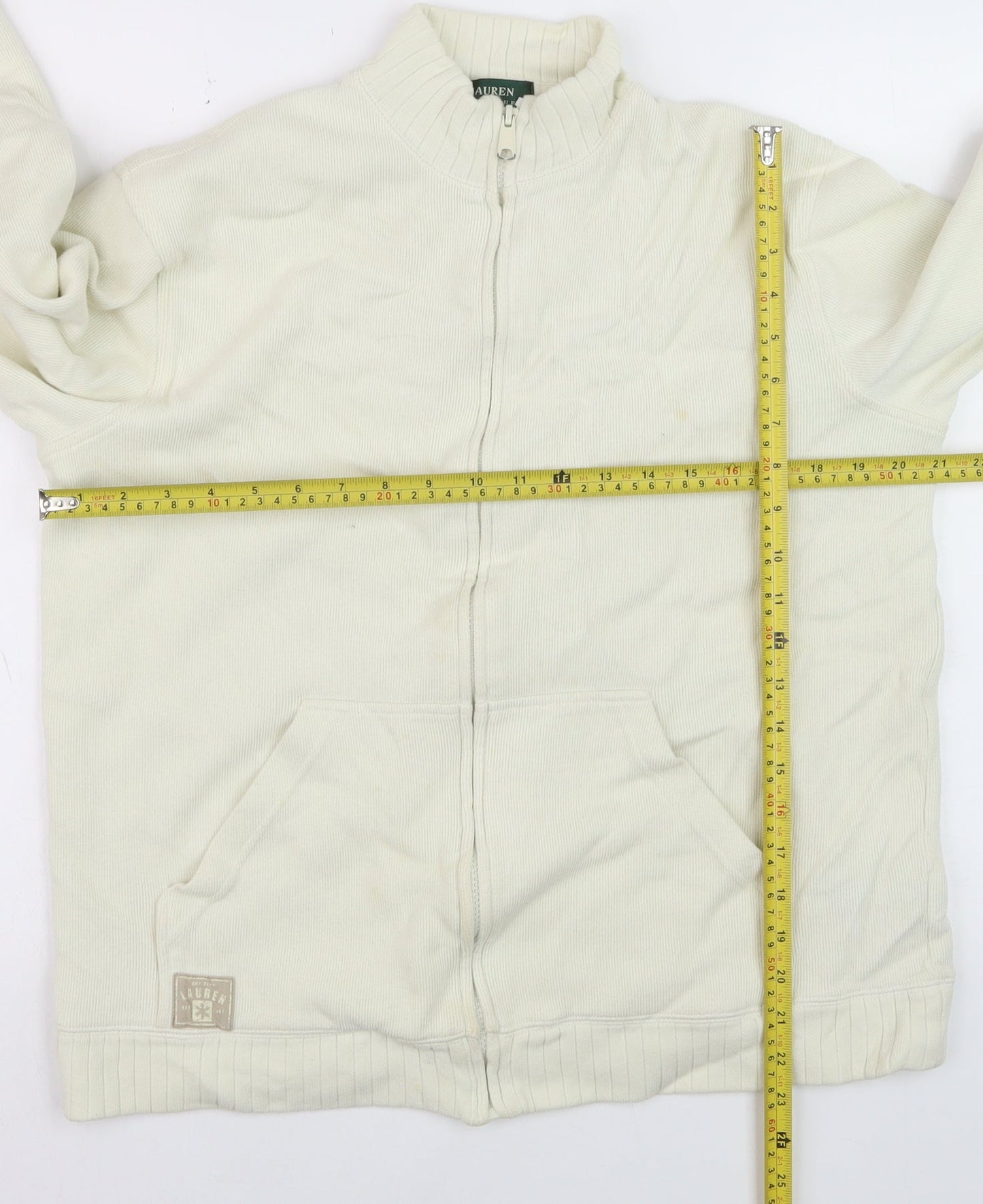 Ralph Lauren Men's Ivory Cotton Full Zip Basic Jacket Size L