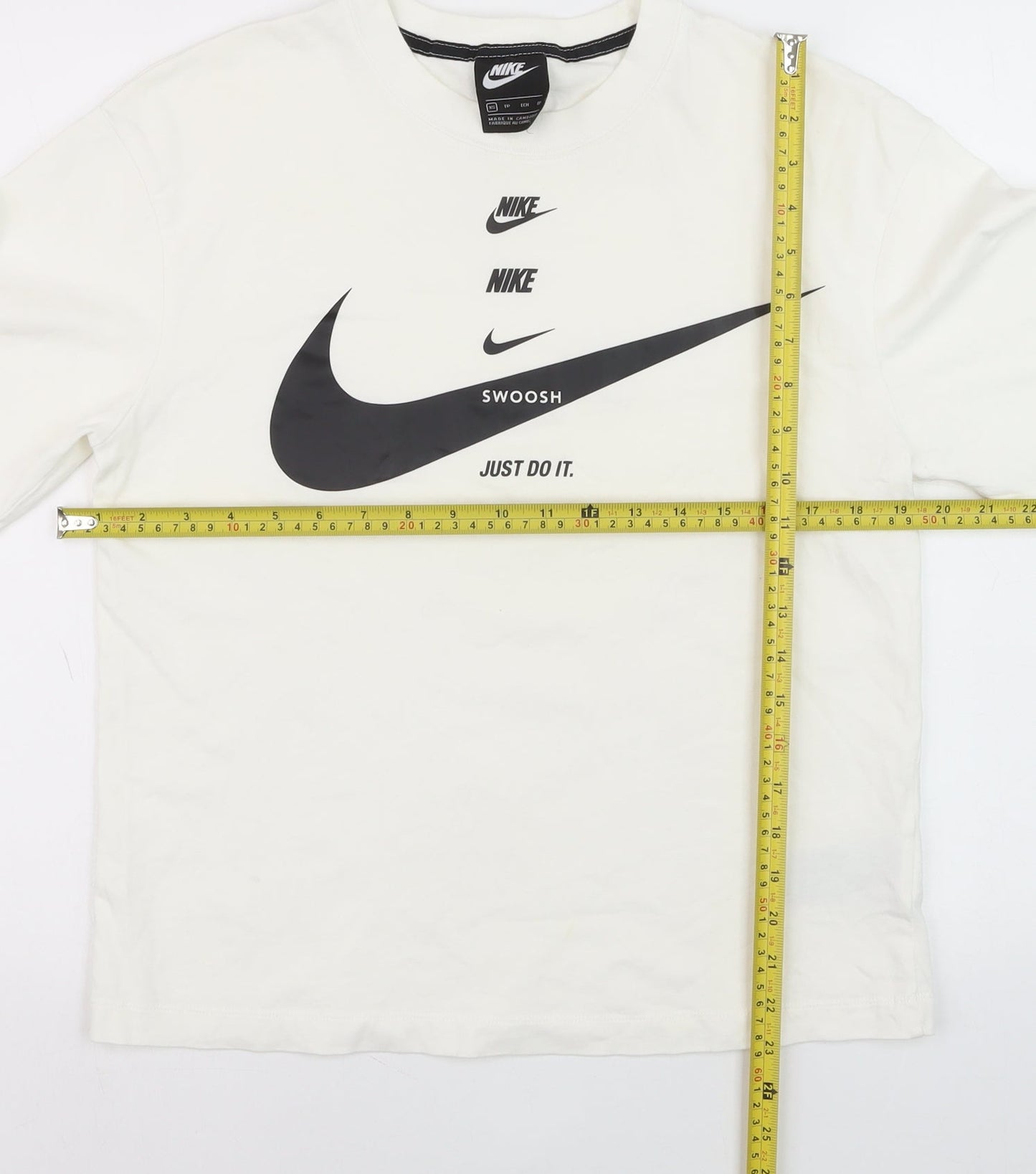Nike Womens White XS Relaxed Fit Cotton Logo T-Shirt