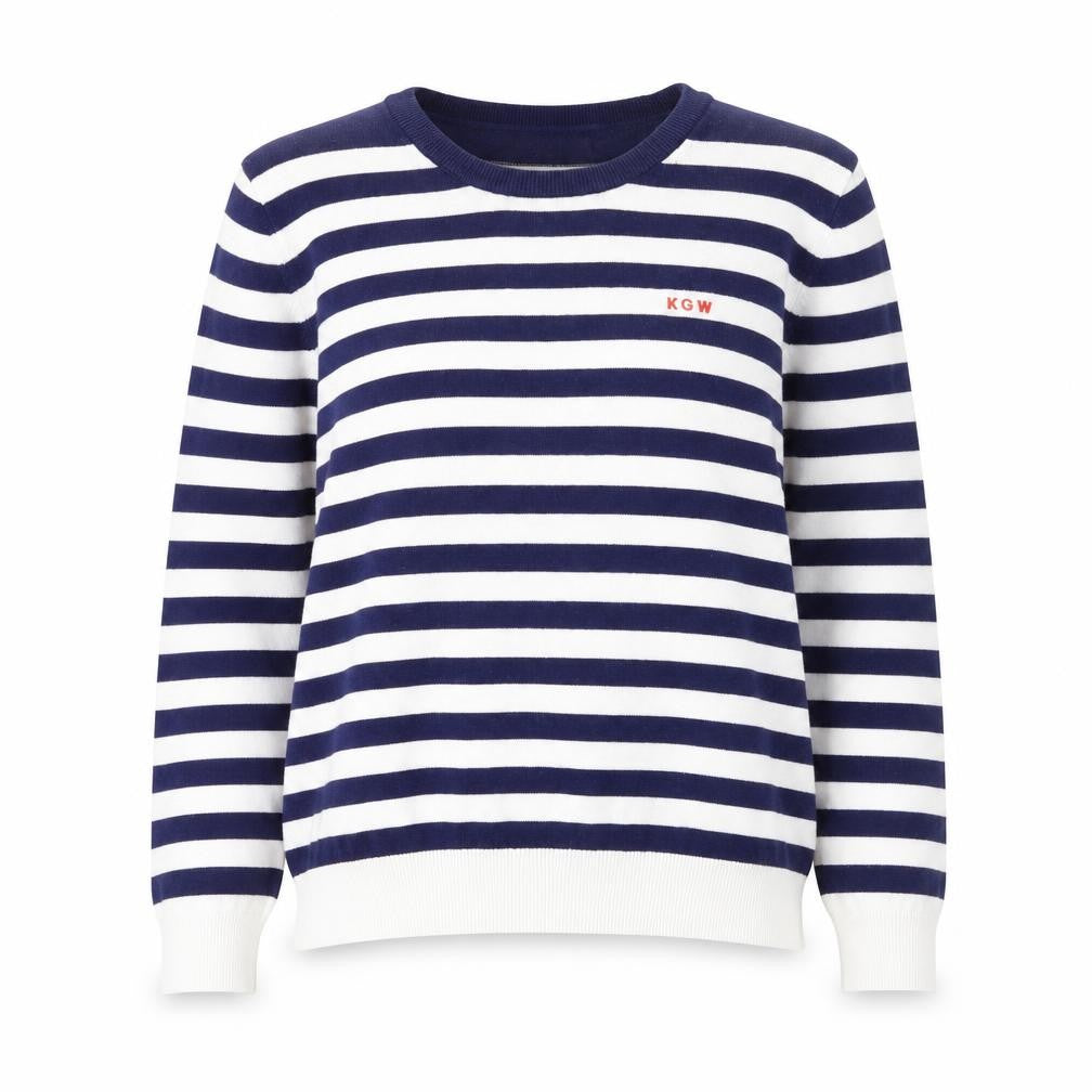 Kelly & Grace Women’s Navy Stripe Pullover Jumper XL Viscose Blend