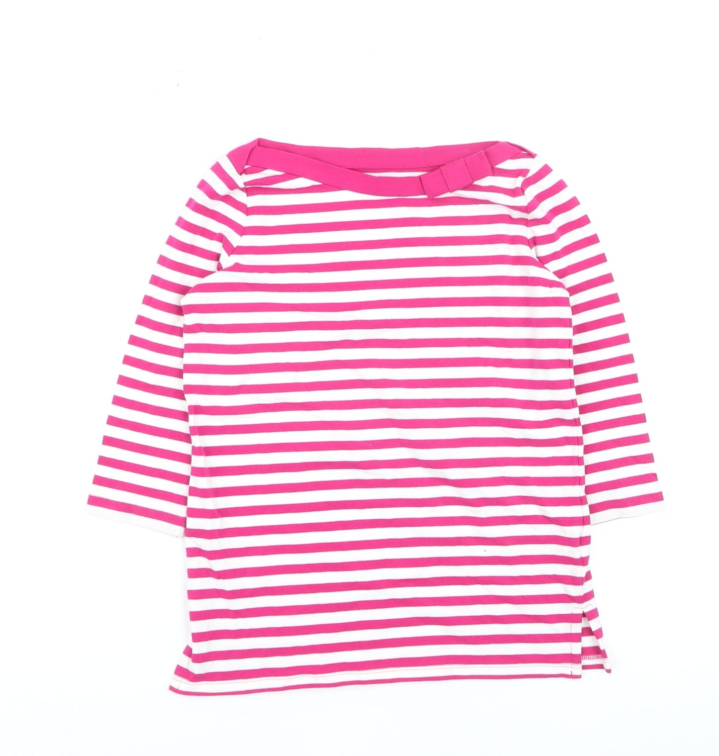 Kate Spade Women’s Pink Striped 3/4 Sleeve Boat Neck Cotton Top Size S
