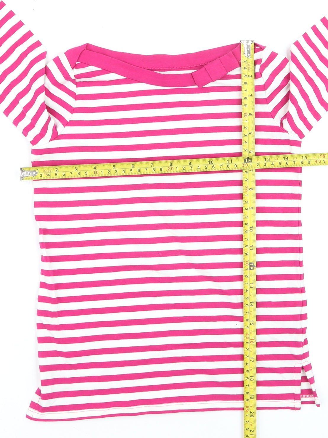 Kate Spade Women’s Pink Striped 3/4 Sleeve Boat Neck Cotton Top Size S