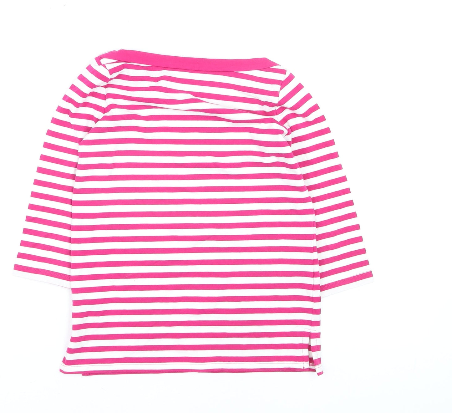 Kate Spade Women’s Pink Striped 3/4 Sleeve Boat Neck Cotton Top Size S