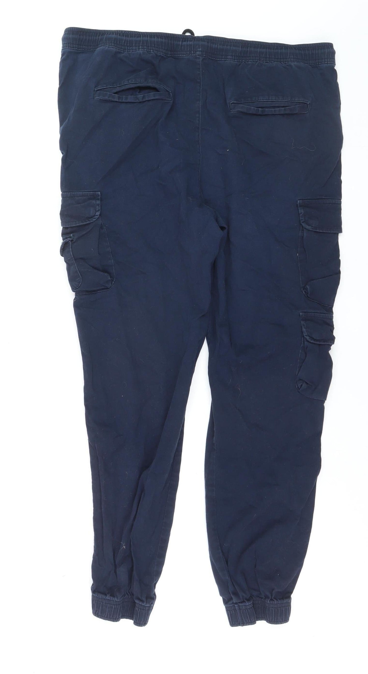 Tokyo Laundry Men's Blue Cargo Trousers XL W36 Elastic Waist