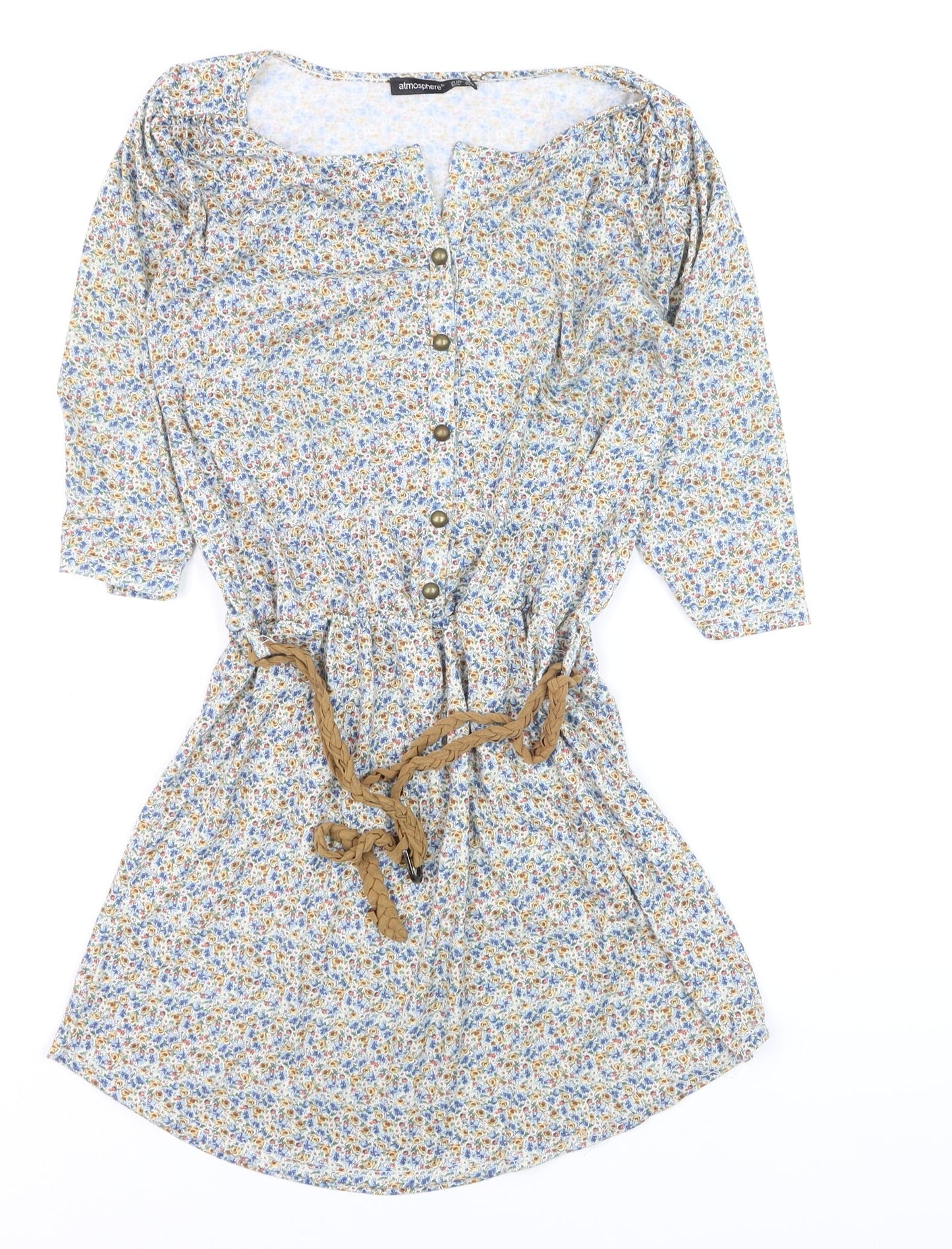 Atmosphere Womens Multicoloured Floral Shirt Dress Size 10