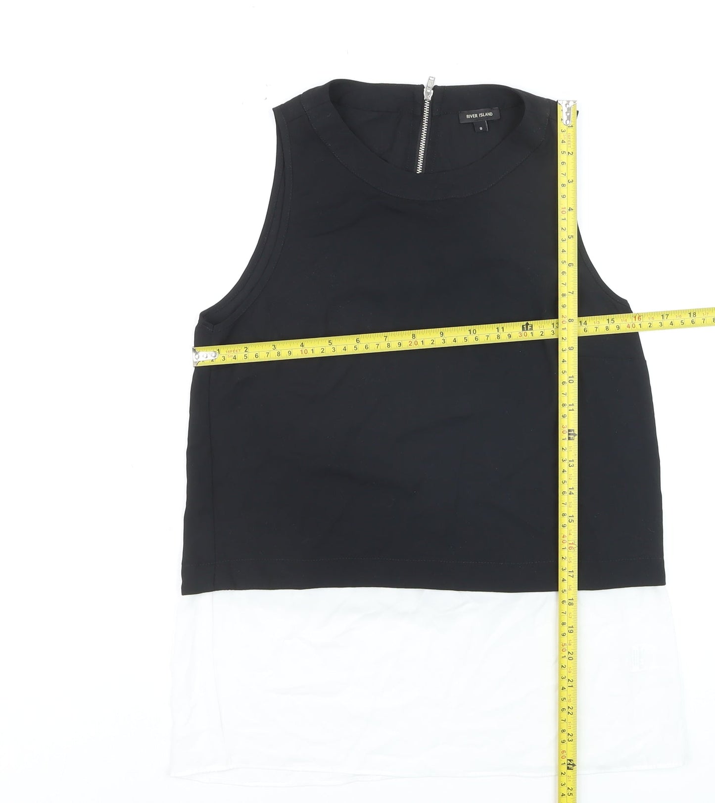River Island Women’s Black Colourblock Sleeveless Blouse Size 8