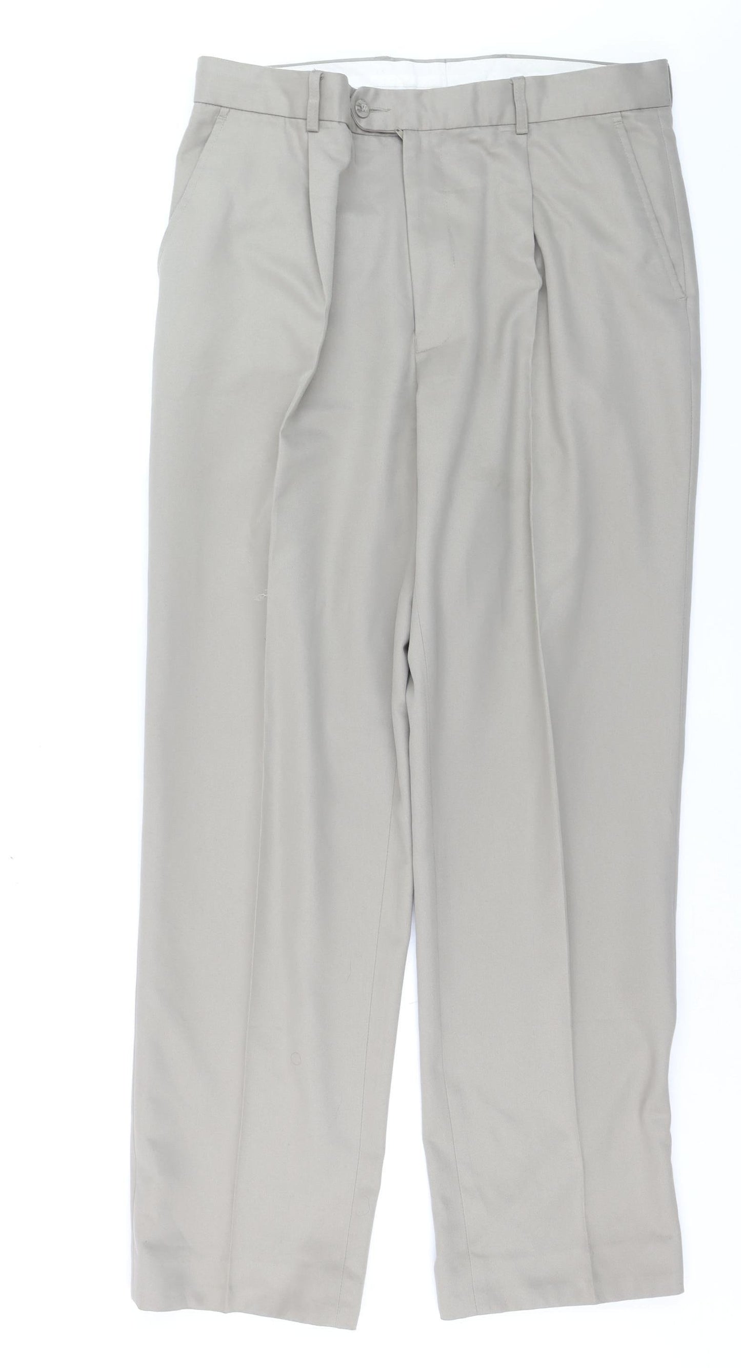 Cedarwood State Men's Beige 34W 31L Pleated Dress Trousers