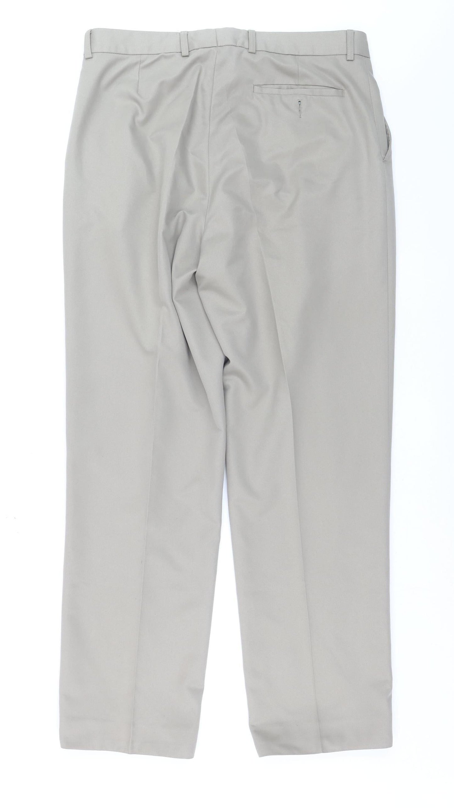 Cedarwood State Men's Beige 34W 31L Pleated Dress Trousers