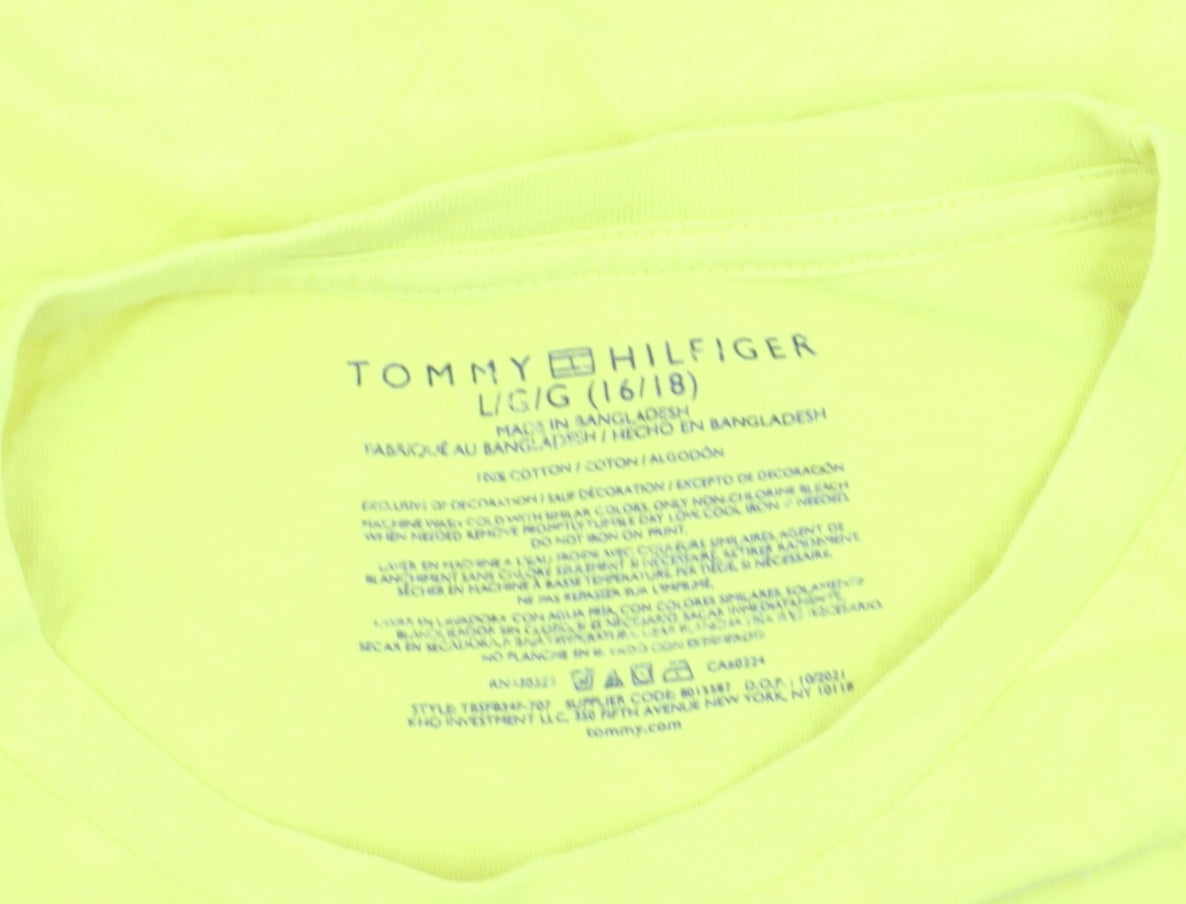 Tommy Hilfiger Boys Yellow Graphic Logo Cotton T-Shirt Size 16 Years