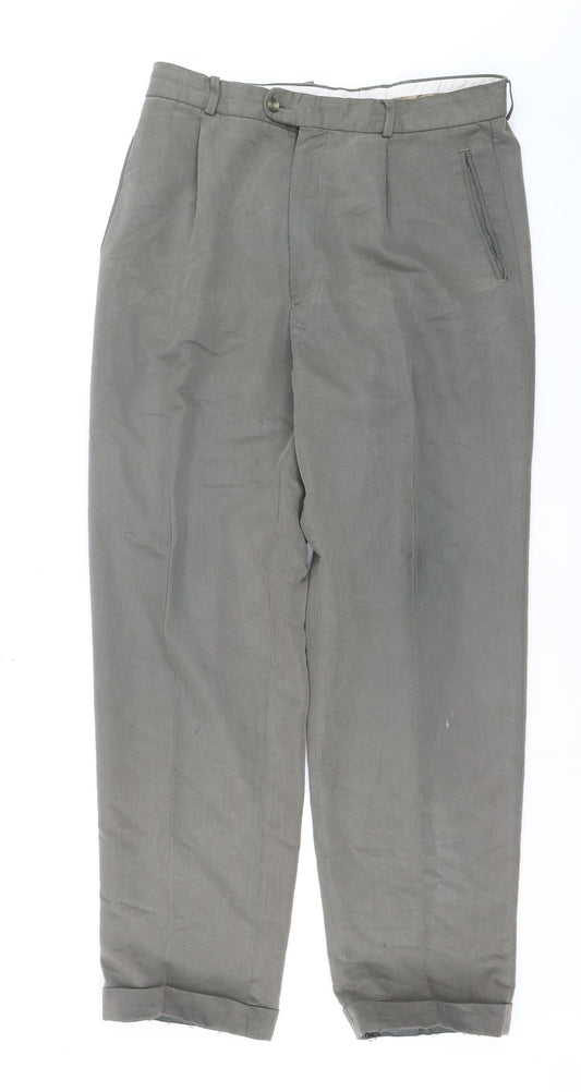 Butler & Webb Men's Grey Cotton Dress Pants W34 L31