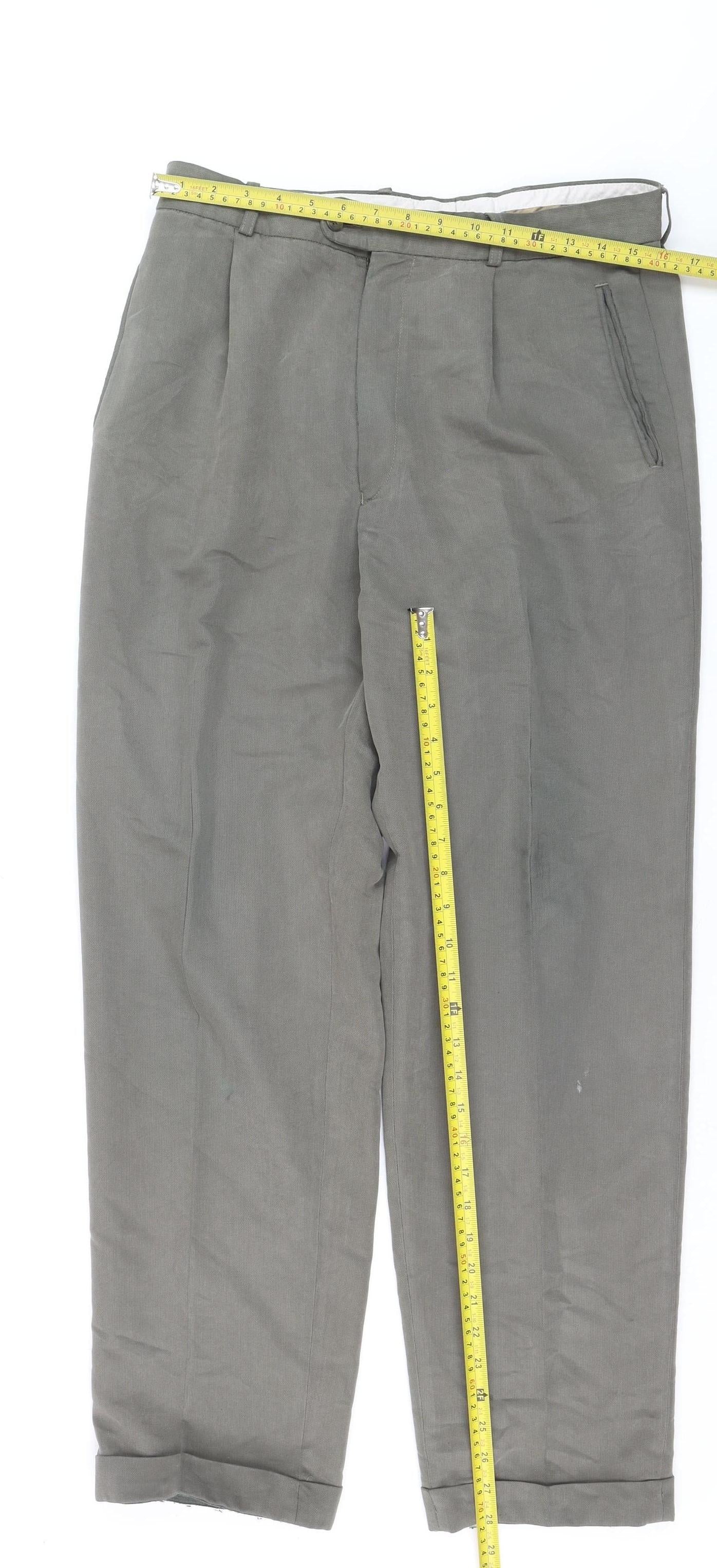 Butler & Webb Men's Grey Cotton Dress Pants W34 L31