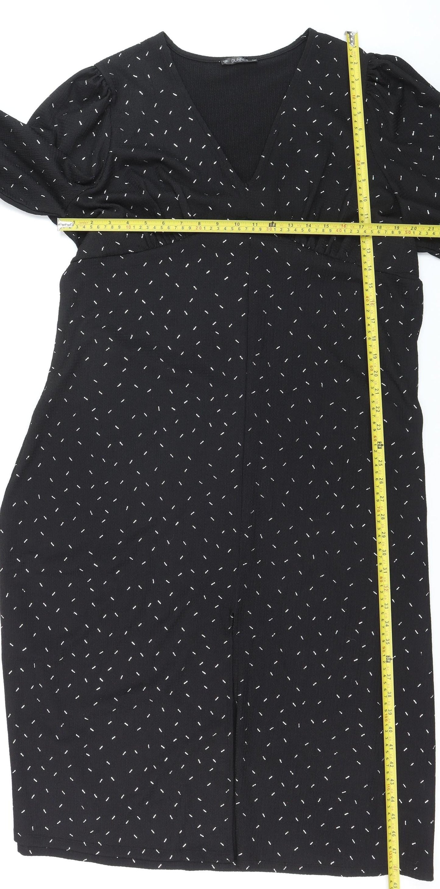 Dunnes Women Black XL V-Neck Long Sleeve Shift Dress