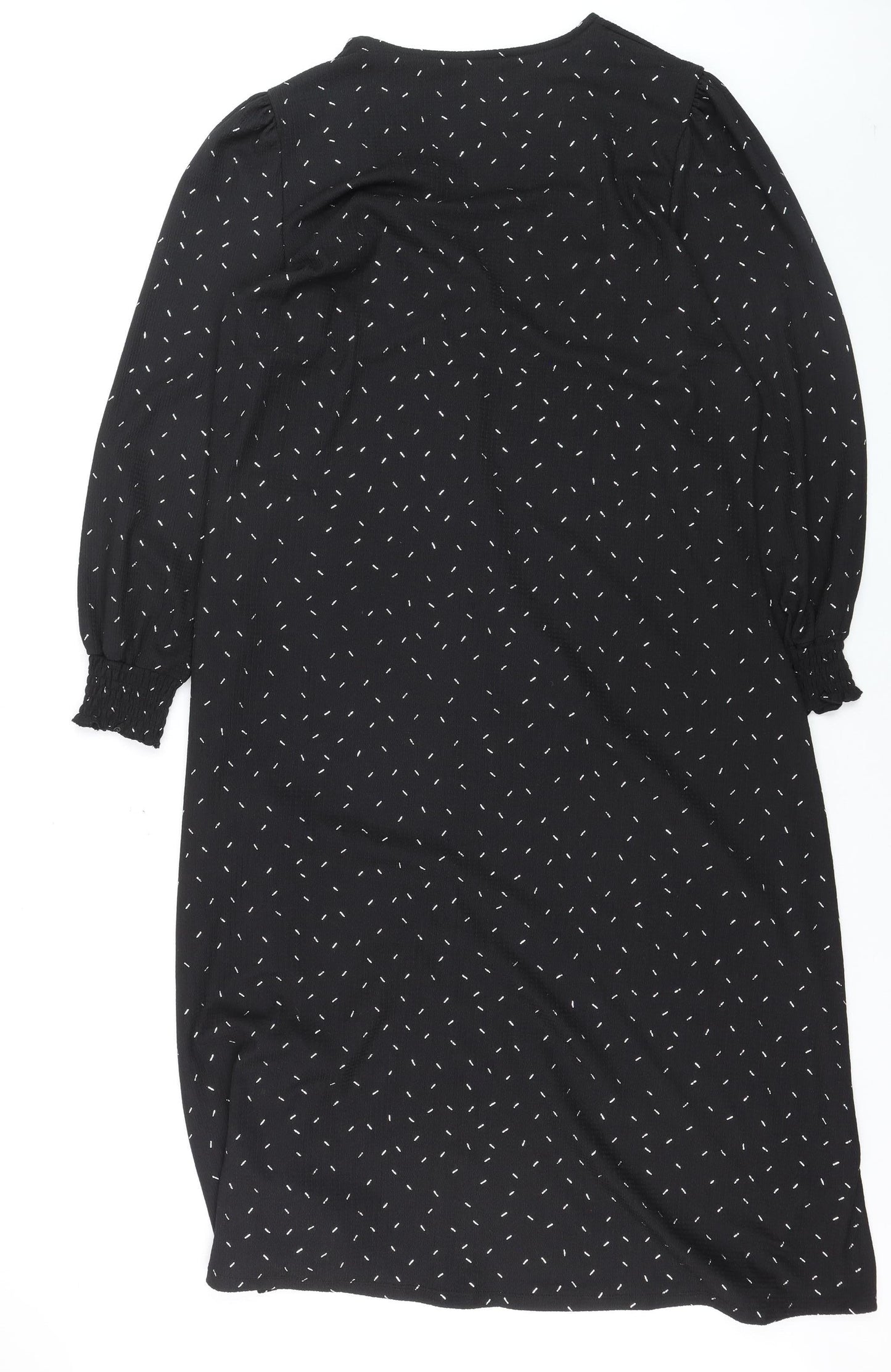 Dunnes Women Black XL V-Neck Long Sleeve Shift Dress