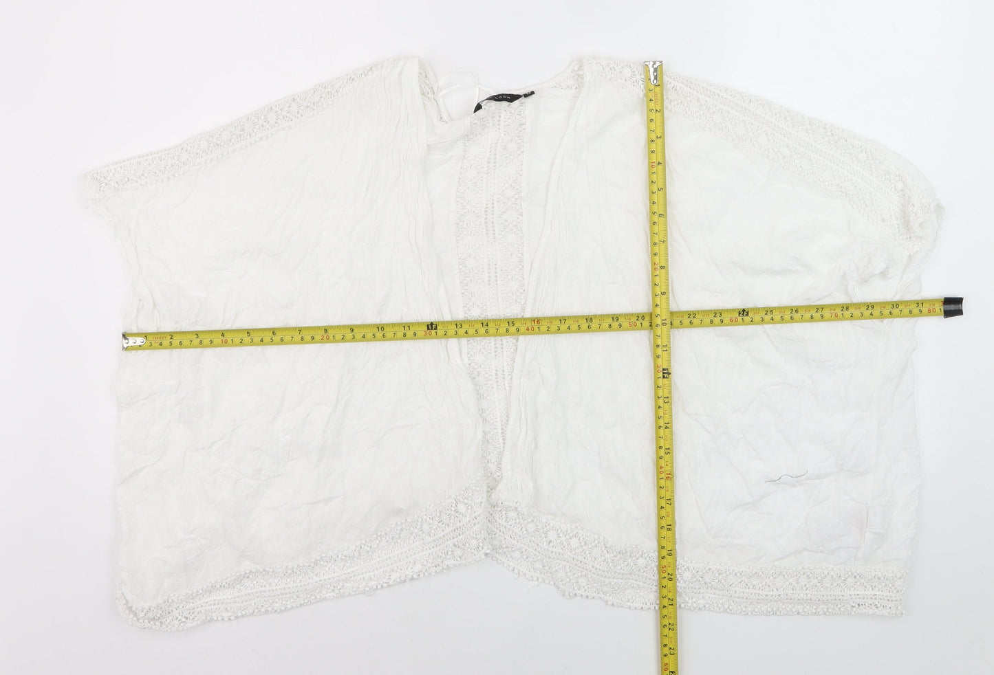 New Look Women’s White Lace Kimono Blouse Size 12 Bohemian