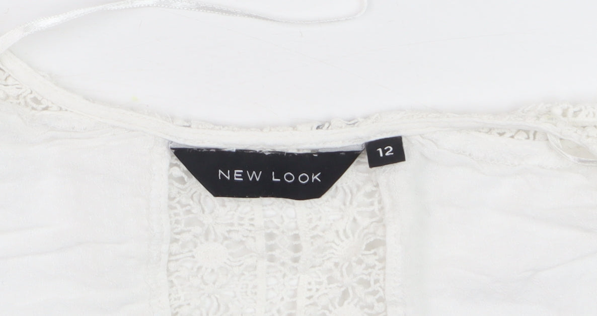 New Look Women’s White Lace Kimono Blouse Size 12 Bohemian