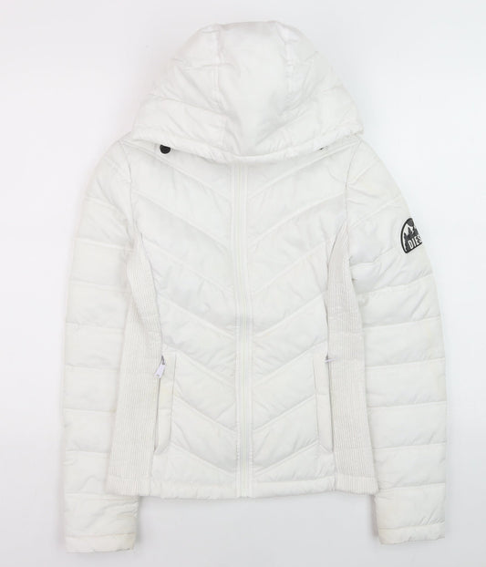 Diesel Women's White XS Hooded Quilted Puffer Jacket