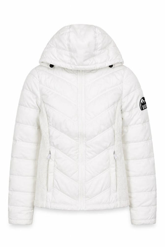 Diesel Women's White XS Hooded Quilted Puffer Jacket