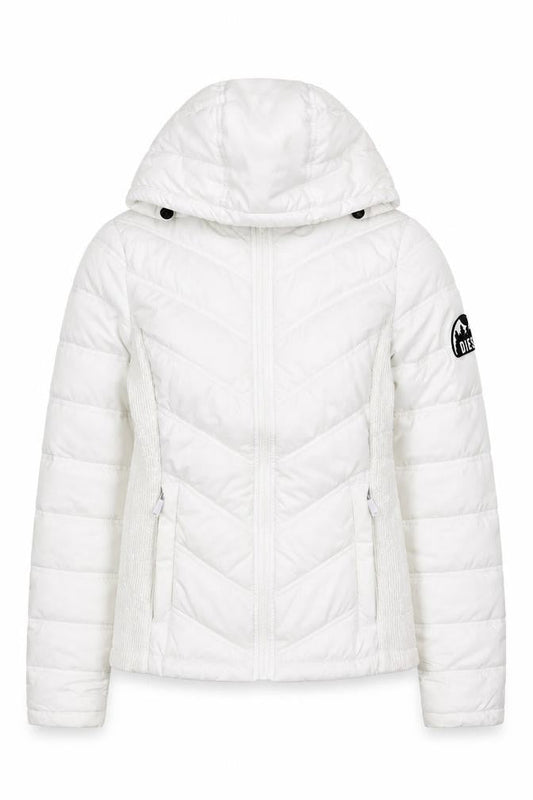 Diesel Women's White XS Hooded Quilted Puffer Jacket