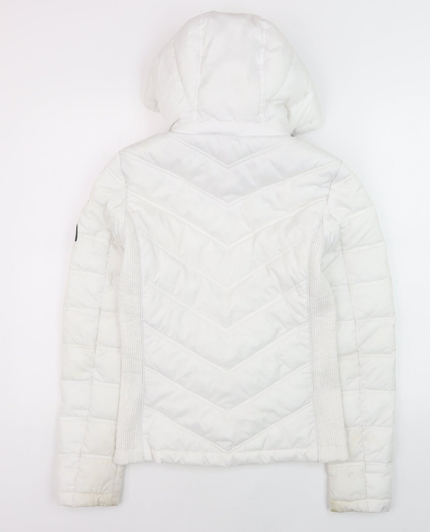 Diesel Women's White XS Hooded Quilted Puffer Jacket
