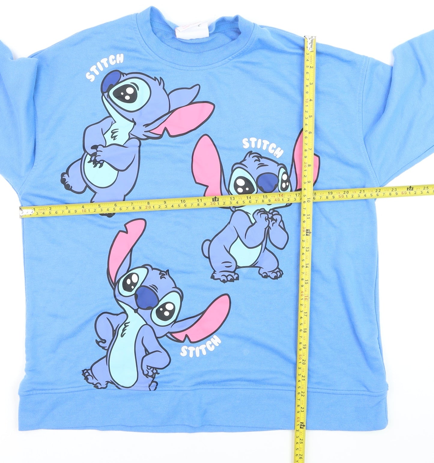 Primark Disney Stitch Blue Sweatshirt Women L Pullover Crew Neck