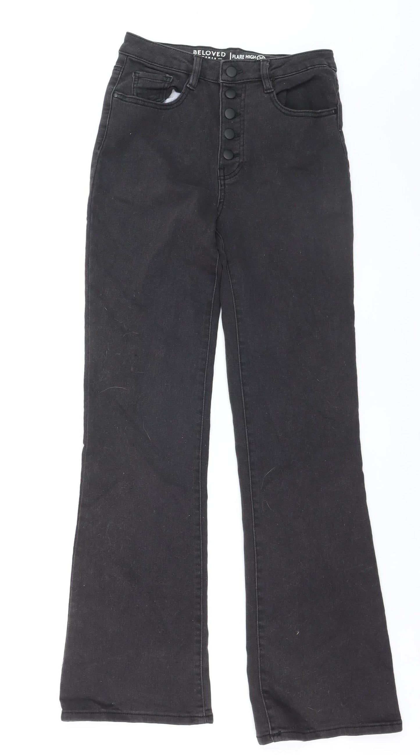 Beloved Women Black High Rise Flared Denim Jeans Size 8