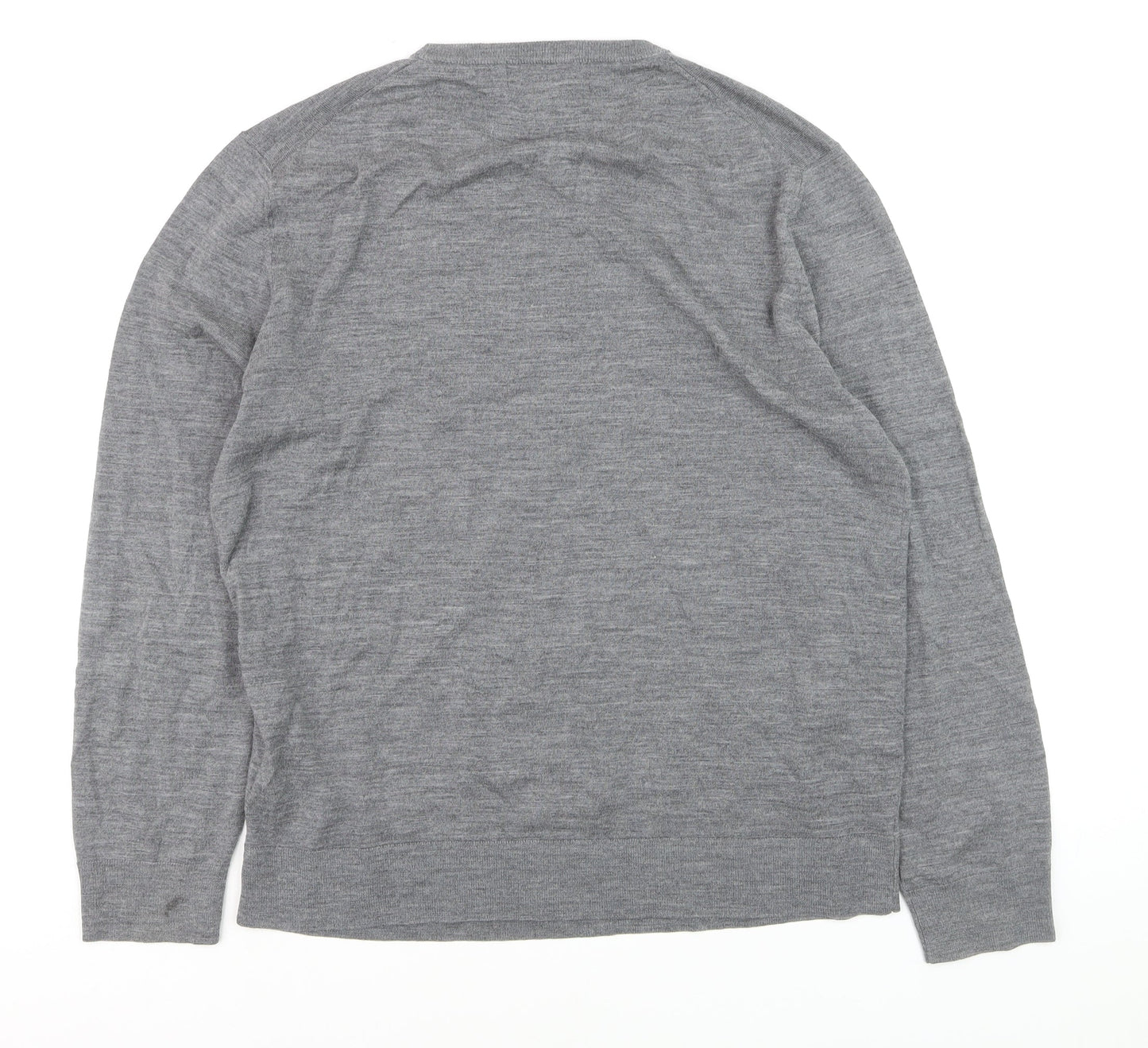 Paul Costelloe Men’s Grey Merino Wool Crew Neck Jumper Size L