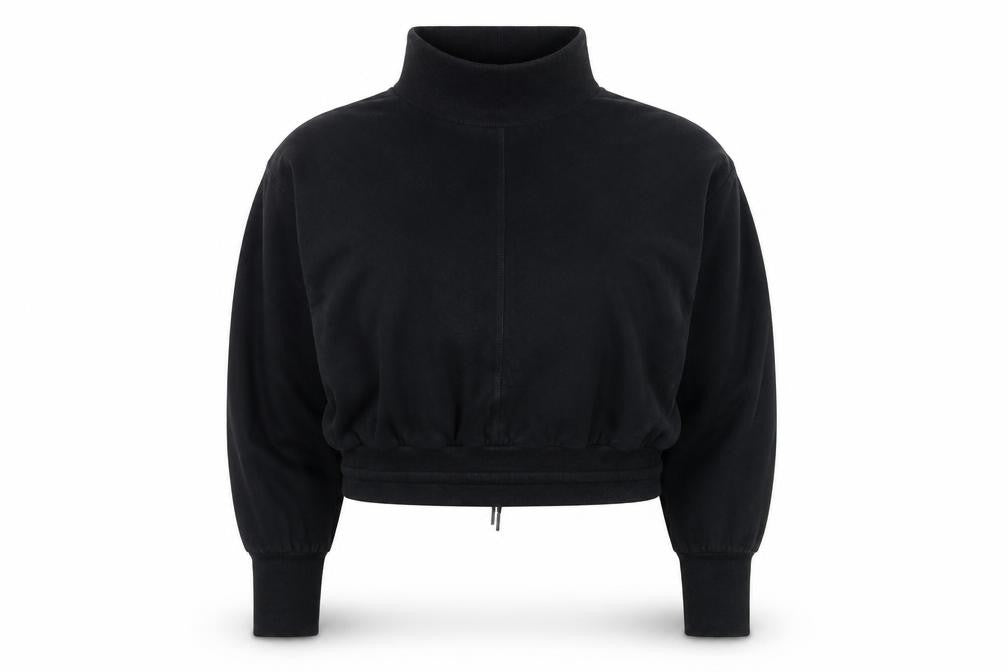 Sweaty Betty Womens Black Roll Neck Drawstring Hem Jumper Medium