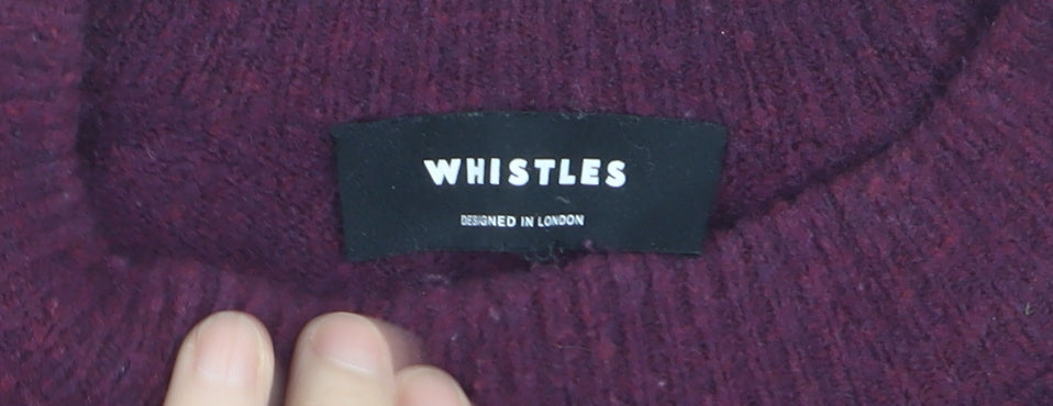 Whistles Women Purple Wool Blend Crew Neck Relaxed Fit Jumper Size S