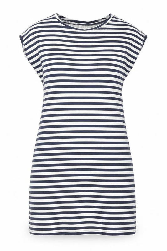 Next Womens Blue Striped Cotton Boat Neck T-Shirt Size 10