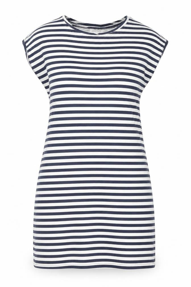 Next Womens Blue Striped Cotton Boat Neck T-Shirt Size 10