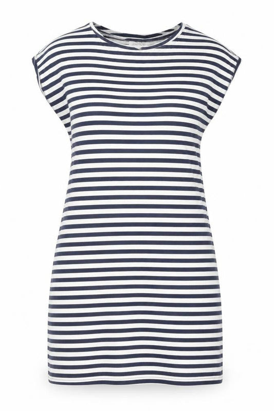 Next Womens Blue Striped Cotton Boat Neck T-Shirt Size 10