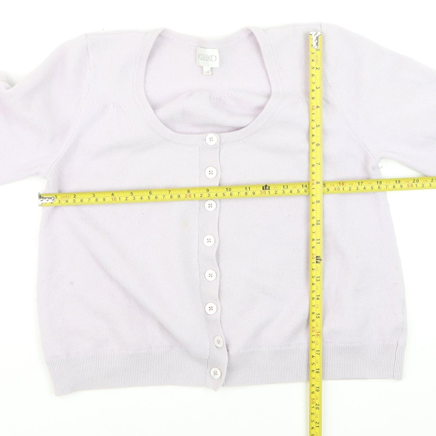 Kaliko Women Lilac 100% Cashmere Cardigan Size 18 Short Sleeve