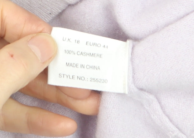 Kaliko Women Lilac 100% Cashmere Cardigan Size 18 Short Sleeve