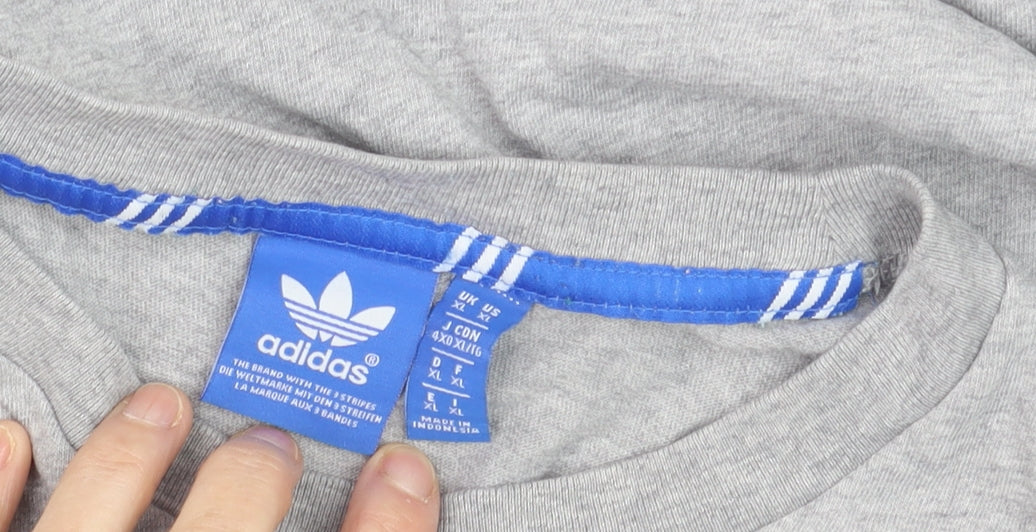 Adidas Men's Grey Trefoil Logo Crew Neck Short Sleeve T-Shirt XL